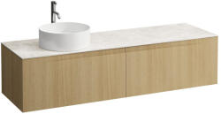 Laufen ARUN Fiókos elem 1600, 2 fiókkal, kivágással bal oldalon, Botticino Crema felülettel csaplyuk kivágással, Világos Tölgy H4171461512501 (H4171461512501)