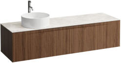 Laufen ARUN Fiókos elem 1600, 2 fiókkal, kivágással bal oldalon, Botticino Crema felülettel csaplyuk kivágással, Natúrfa H4171461516301 (H4171461516301)