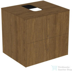 Ideal Standard CONCA 60, 2x50, 5 cm-es 2 fiókos szekrény kivágott lappal, mosdó nélkül, Dark walnut T3940Y5 (T3940Y5)