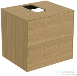 Ideal Standard CONCA 60, 2x50, 5 cm-es 2 fiókos szekrény kivágott lappal, mosdó nélkül, Light oak T3940Y6 (T3940Y6)