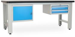 Rauman Műhelyasztal Solid MDF-12, 210 cm, 2x függő doboz, fekete
