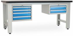 Rauman Műhelyasztal Solid MDF-42, 210 cm, 2x függő doboz, fekete