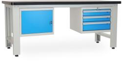 Rauman Műhelyasztal Solid MDF-13, 210 cm, 2x függő doboz, fekete