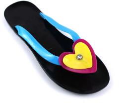 Zibra Papuci de dama, flip -flop din cauciuc 2137-HEART- BLACK. BLUE (2137-HEART-BLACK.BLUE_03E0)