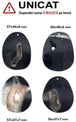  Pandantiv Agata Sardonix Druzy Picatura cu Gaura - 57-60 x 44-48 x 6-8 mm