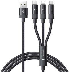 Mcdodo CA-5790 3in1 USB la USB-C / Lightning / Micro-USB 1, 2 m Negru (37721)