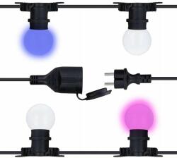 Forever Light Ghirlandă luminoasă decorativă pentru exterior Forever Light, 12 metri, 10 becuri LED E27, G45 Alb/Roz/Albastru, IP65 (5900495883230)