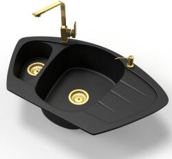 NERO Compact + Design Gold csaptelep + arany adagoló (matt fekete)