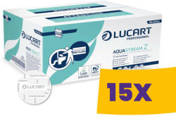 Lucart Professional Lucart Aquastream Z20 vízben oldódó keskenyített hajtogatott kéztörlő - hófehér 2 rétegű, 242 lapos (Karton - 15 csomag) (864018J)