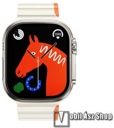 Hoco AS102 okosóra loop szilikon szíj - szilikon, mágneses, bordázott mintás - FEHÉR / NARANCSSÁRGA - APPLE Watch Series 1/2/3 42mm / 4/5/6/SE 44mm / 7/8/9 45mm / Ultra / Ultra 2 49mm - AS102_W_42_44_45_49