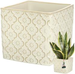 KOTARBAU Ghiveci ceramic vintage pentru flori plante 13x13 cm - Culoare crem (R053)