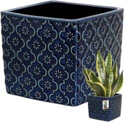 KOTARBAU Ghiveci ceramic vintage pentru flori plante 13x13 cm - Culoare cobalt (R056)