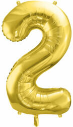 PartyDeco S. r. o 2. szám, arany, fólia lufi, 72 cm