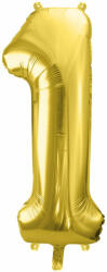 PartyDeco S. r. o 1. szám, arany, fólia lufi, 72 cm
