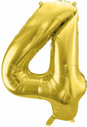 PartyDeco S. r. o 4. szám, arany, fólia lufi, 72 cm