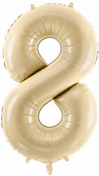 PartyDeco S. r. o 8. szám, bézs, fólia lufi, 72 cm