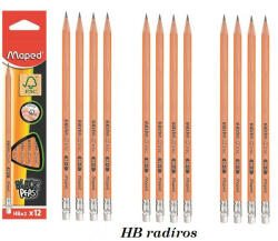 Maped háromszögletű grafitceruza, HB radírvéggel (12 db) - barna (COR_IMA851721FC)