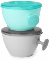 Skip Hop Tányérok fedővel és Easy Grab fogantyúval Grey, Teal 2 x 240 ml, 3m+
