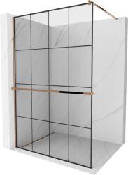 Mexen Kioto+ perete de duș cu raft Walk-in 140 x 200 cm, grilaj negru, aur roz - 800-140-121-60-77 (800-140-121-60-77)