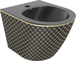 Mexen Lena bideu suspendat, negru mat/model grilaj auriu - 35224879 (35224879)