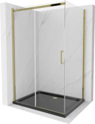 Mexen Omega cabină de duș glisantă 120 x 80 cm, transparentă, aurie + cadă Flat, neagră - 825-120-080-50-00-4070G (825-120-080-50-00-4070G)