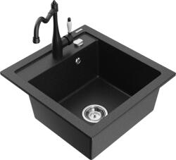 Mexen Vito chiuvetă de granit cu 1 compartiment și baterie de bucătărie Carla, negru/argintiu metalizat - 6503-73-670700-70 (6503-73-670700-70)