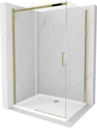 Mexen Omega cabină de duș extensibilă 140 x 90 cm, transparent, Aurie + cadă de duș Flat - 825-140-090-50-00-4010 (825-140-090-50-00-4010)