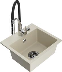 Mexen Milo chiuvetă de bucătărie din granit cu 1 compartiment și baterie de bucătărie Aster, bej - 6505-69-73450-07-B (6505-69-73450-07-B)