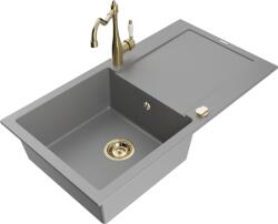 Mexen Leo chiuvetă de granit cu 1 cuvă, cu scurgător și baterie de bucătărie Carla, gri - 6501-71-670700-50 (6501-71-670700-50)
