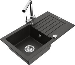 Mexen Pablo chiuvetă din granit 1-cameră cu scurgător și baterie de bucătărie Duero, negru/auriu metalic - 6510-75-671600-00 (6510-75-671600-00)
