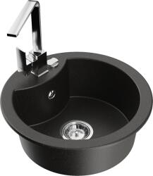 Mexen Diego chiuvetă de granit cu 1 compartiment cu baterie de bucătărie Rita, negru/auriu metalizat - 6512-75-670300-00 (6512-75-670300-00)