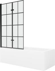 Mexen Cubik cadă dreptunghiulară de 160 x 70 cm cu panouri si paravan cu 2 aripi 100 cm, Model negru - 550316070X9210027077 (550316070X9210027077)