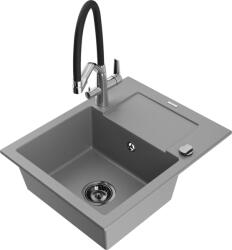 Mexen Enzo chiuvetă de granit cu 1 cuvă cu scurgător și baterie de bucătărie Duo, gri - 6506-71-671701-07-B (6506-71-671701-07-B)