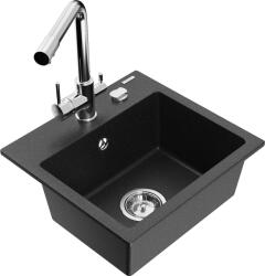 Mexen Milo chiuvetă de granit cu 1 compartiment și baterie de bucătărie Duero, negru/argintiu metalic - 6505-73-671600-00 (6505-73-671600-00)