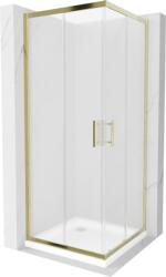 Mexen Rio cabina de duș pătrată 90 x 90 cm, înghețat, aurie + cadă de duș Flat, albă - 860-090-090-50-30-4010G (860-090-090-50-30-4010G)