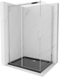 Mexen Omega cabina de duș culisantă 100 x 80 cm, transparentă, crom + cadă Flat, neagră - 825-100-080-01-00-4070 (825-100-080-01-00-4070)