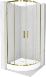 Mexen Rio cabina de duș semirotundă 80 x 80 cm, transparentă, auriu + cadă de duș, albă - 863-080-080-50-00-4710 (863-080-080-50-00-4710)