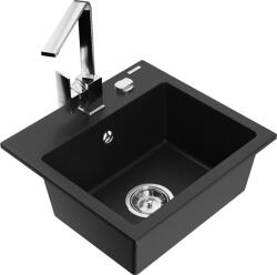 Mexen Milo chiuvetă de granit cu 1 compartiment și baterie de bucătărie Rita, negru - 6505-77-670300-00 (6505-77-670300-00)