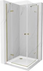 Mexen Roma Duo cabină de duș cu uși batante 80 x 80 cm, transparent, auriu + cadă de duș Flat - 854-080-080-50-02-4010G (854-080-080-50-02-4010G)