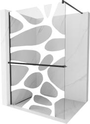 Mexen Kioto+ perete de duș cu raft Walk-in 80 x 200 cm, val alb, negru - 800-080-121-70-97 (800-080-121-70-97)