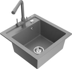 Mexen Vito chiuvetă de bucătărie din granit cu 1 cuvă și baterie de bucătărie Duero, gri - 6503-71-671600-71 (6503-71-671600-71)
