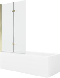 Mexen Cubik cadă dreptunghiulară 170 x 70 cm cu panou și paravan cu 2 aripi 100 cm, transparent, auriu - 550317070X9210025000 (550317070X9210025000)