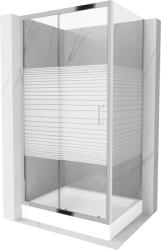 Mexen Apia cabină de duș glisantă 120 x 80 cm, dungi albe, crom + cadă duș Rio - 840-120-080-01-20-4510 (840-120-080-01-20-4510)