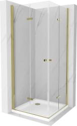 Mexen Lima Duo cabină de duș pliabilă 70 x 70 cm, transparentă, aurie + cadă de duș Flat - 856-070-070-50-02-4010G (856-070-070-50-02-4010G)