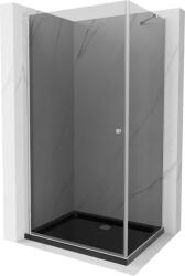 Mexen Pretoria cabina de duș batantă 90 x 80 cm, grafit, crom + cadă Flat, negru - 852-090-080-01-40-4070 (852-090-080-01-40-4070)