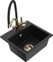 Mexen Milo chiuvetă din granit cu 1 compartiment cu baterie de bucătărie Duo, negru - 6505-77-671701-57-G (6505-77-671701-57-G)