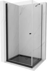 Mexen Pretoria cabină de duș cu uși batante 90 x 70 cm, transparent, negru + cadă Flat, negru - 852-090-070-70-00-4070B (852-090-070-70-00-4070B)