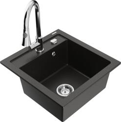 Mexen Vito chiuvetă de granit cu o singură cuvă cu baterie de bucătărie Elia, negru/auriu metalizat - 6503-75-670101-00 (6503-75-670101-00)