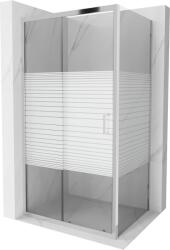 Mexen Apia cabina de duș glisantă 110 x 100 cm, benzi albe, crom - 840-110-100-01-20 (840-110-100-01-20)