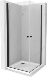 Mexen Pretoria Duo cabină de duș cu ușă batantă 90 x 90 cm, transparentă, neagră + cadă de duș Flat (852-090-090-70-02-4010B)